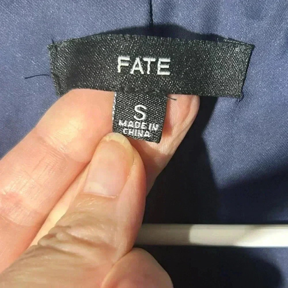 Fate Navy Blue Velvet like Blazer. Size small. Single button. Double pocket - Picture 5 of 11